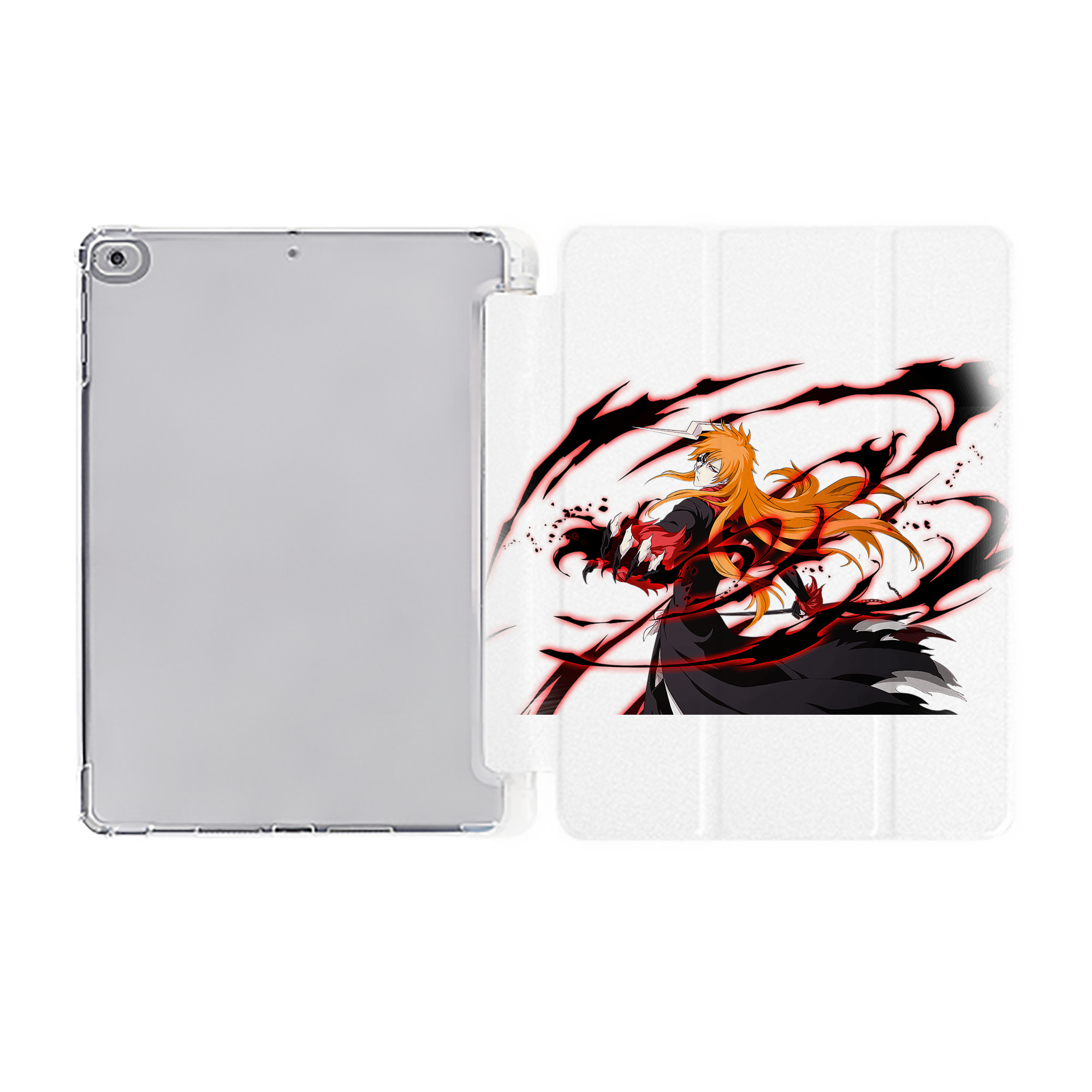 （画像用） ブリーチ 黒崎一護（くろさき いちご）BLEACH Kurosaki Ichigo IPad ケース ペン収納付き 三つ折りスタンド PUレザー×シリコン 対応機種9.5/10.5/10.9インチ